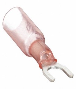 Heat Shrink Insulated Fork/Spade Terminal, 22-18 AWG, Bolt 1/4"